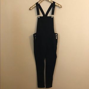 Black skinny overalls